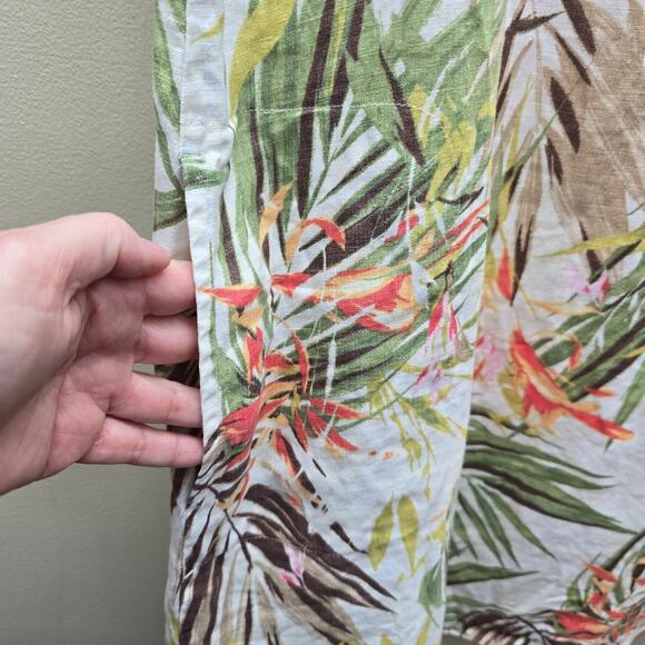J. Jill Love Linen Tropical Palm Sheath Dress Beach Multicolor SZ XL Fully Lined - Picture 3 of 7